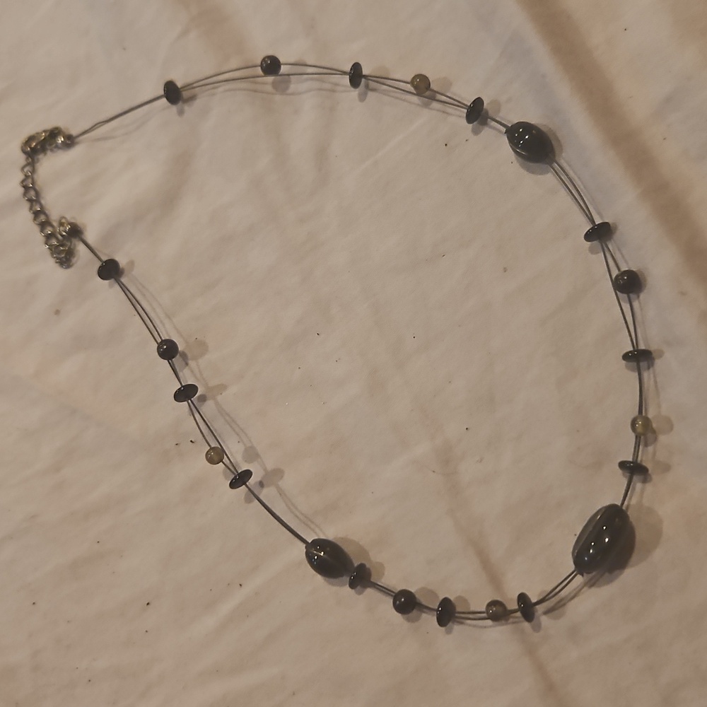 Black Stone Wire Necklace